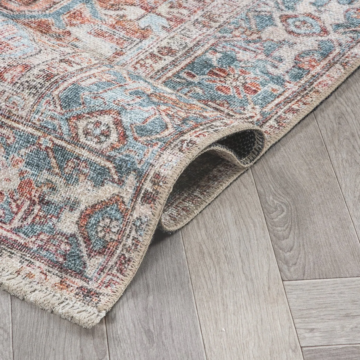 World Rug Gallery Vintage Distressed Machine Washable Area Rug