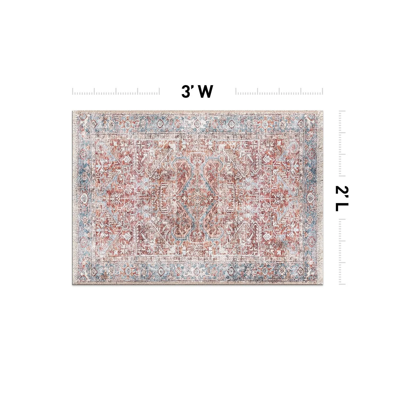 World Rug Gallery Vintage Distressed Machine Washable Area Rug