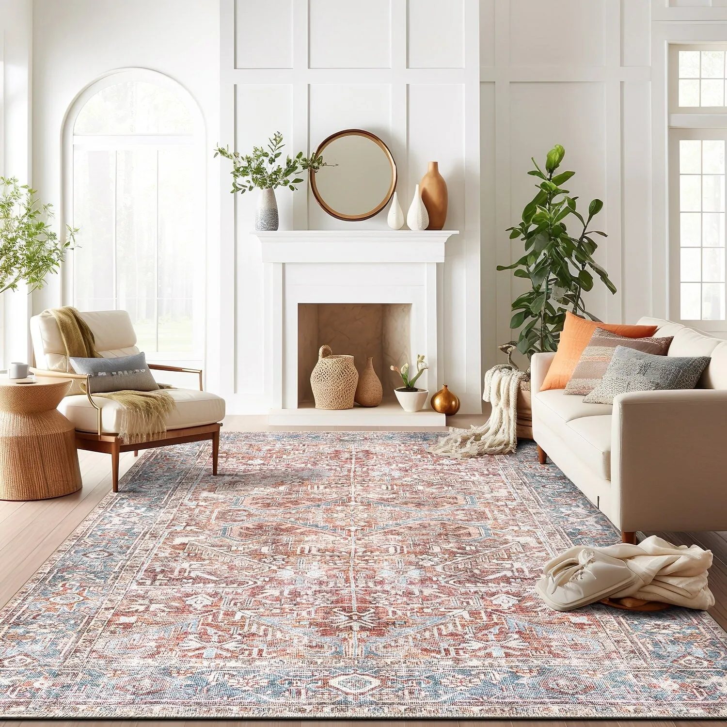 World Rug Gallery Vintage Distressed Machine Washable Area Rug