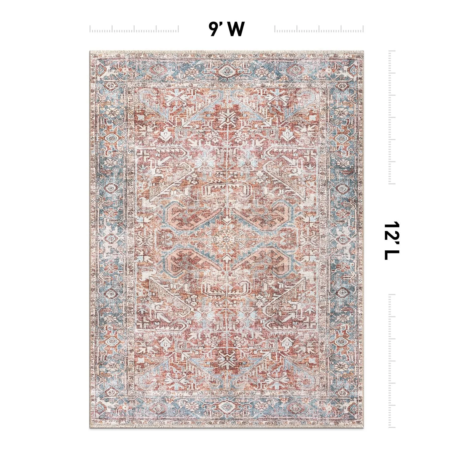 World Rug Gallery Vintage Distressed Machine Washable Area Rug