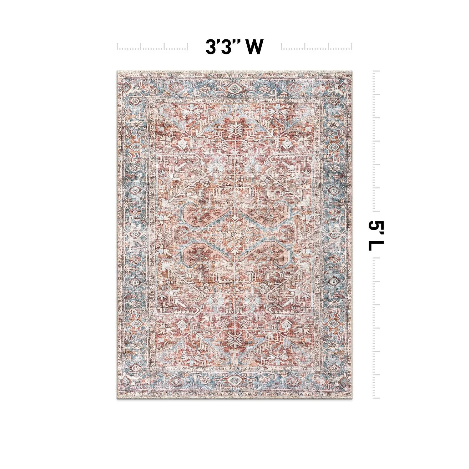 World Rug Gallery Vintage Distressed Machine Washable Area Rug