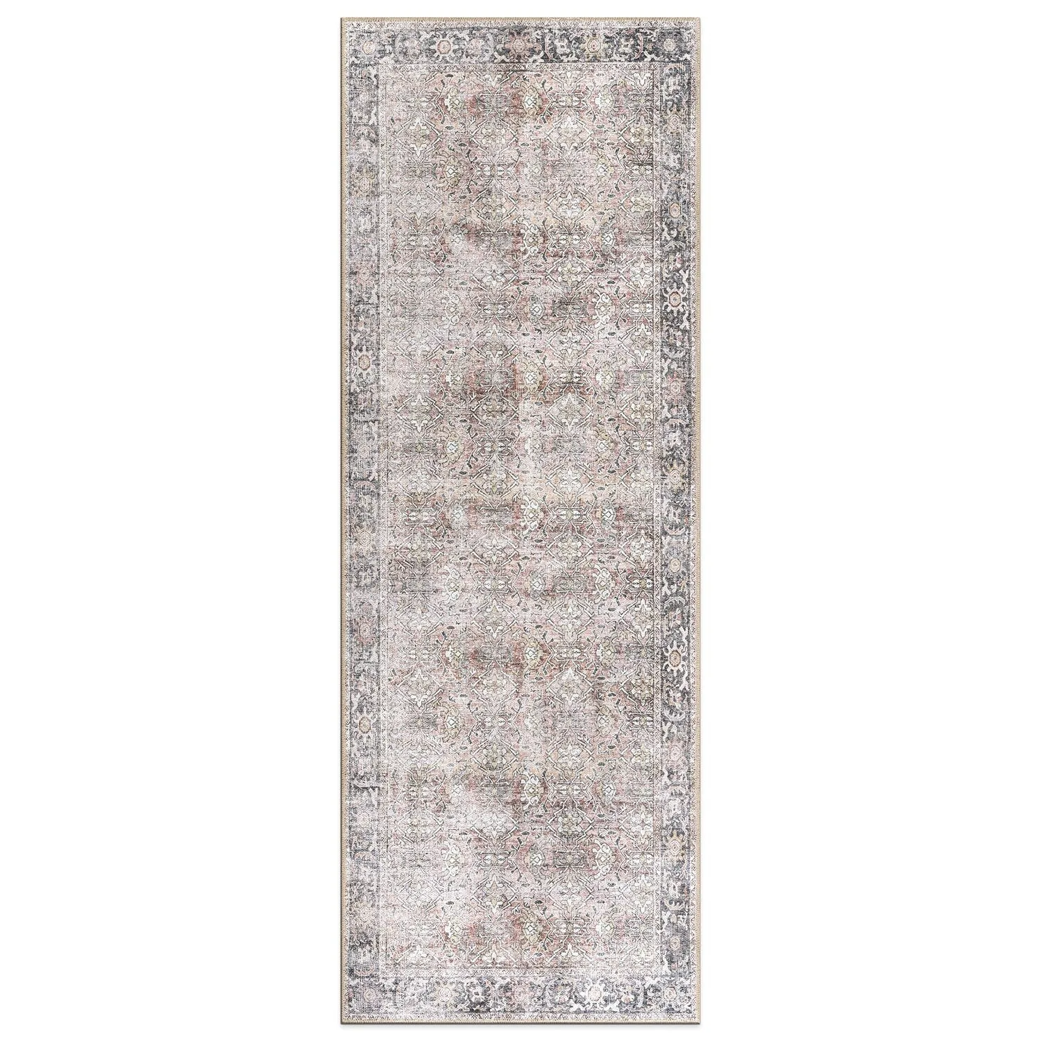 World Rug Gallery Vintage Distressed Machine Washable Non Slip Area Rug