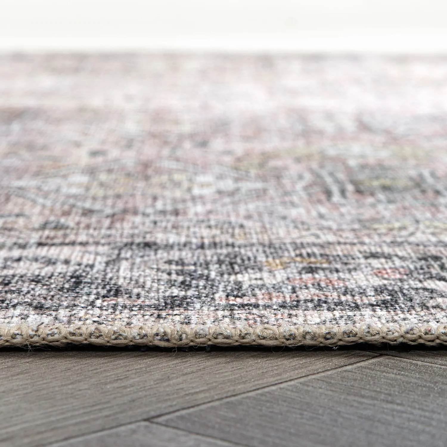 World Rug Gallery Vintage Distressed Machine Washable Non Slip Area Rug