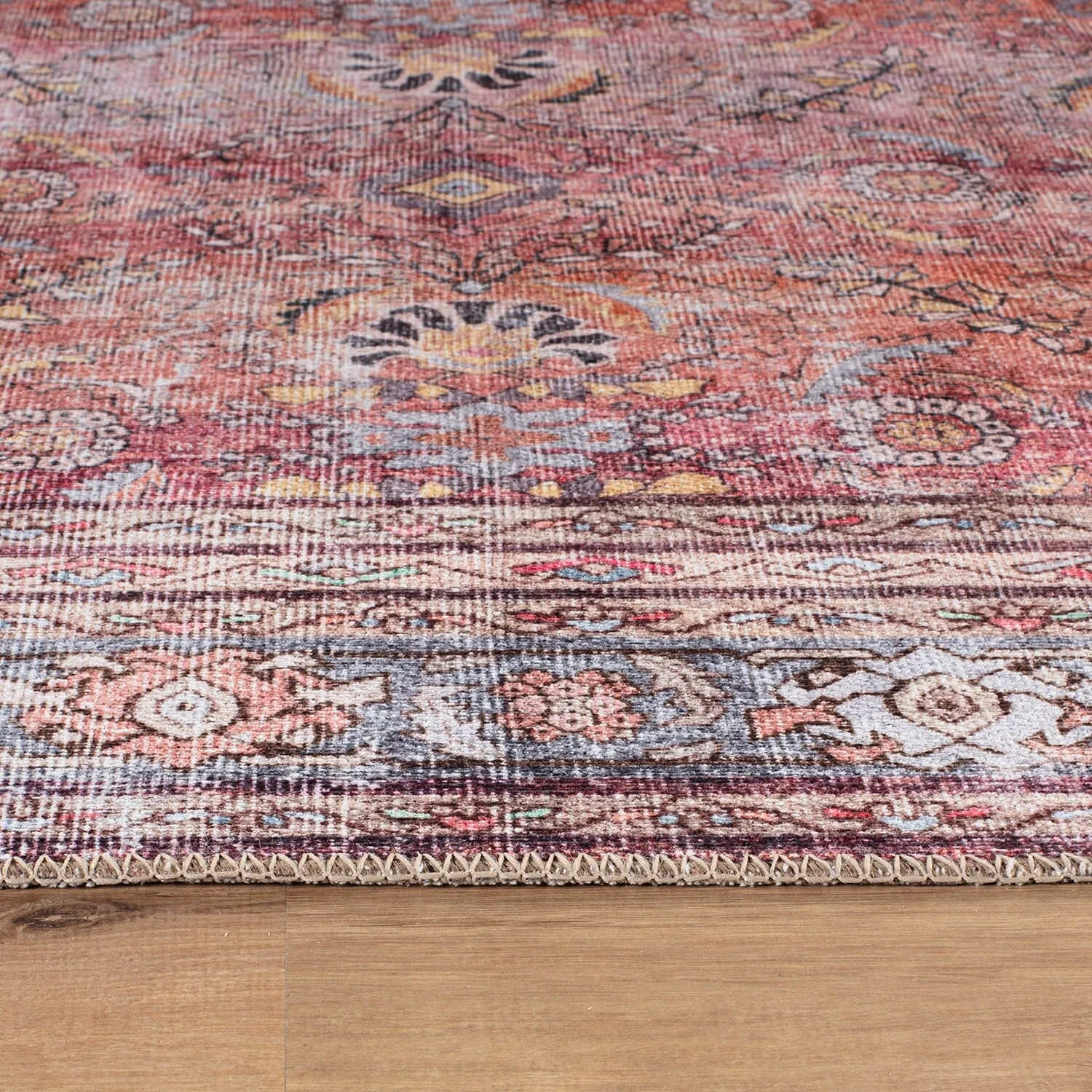 World Rug Gallery Vintage Inspired Machine Washable Non Slip Area Rug