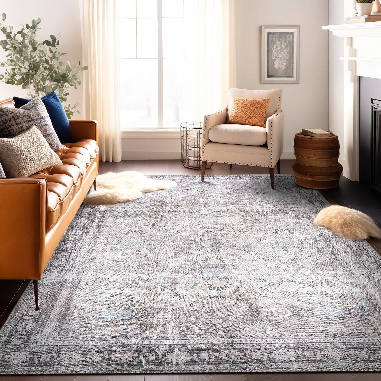 World Rug Gallery Vintage Inspired Machine Washable Non Slip Area Rug