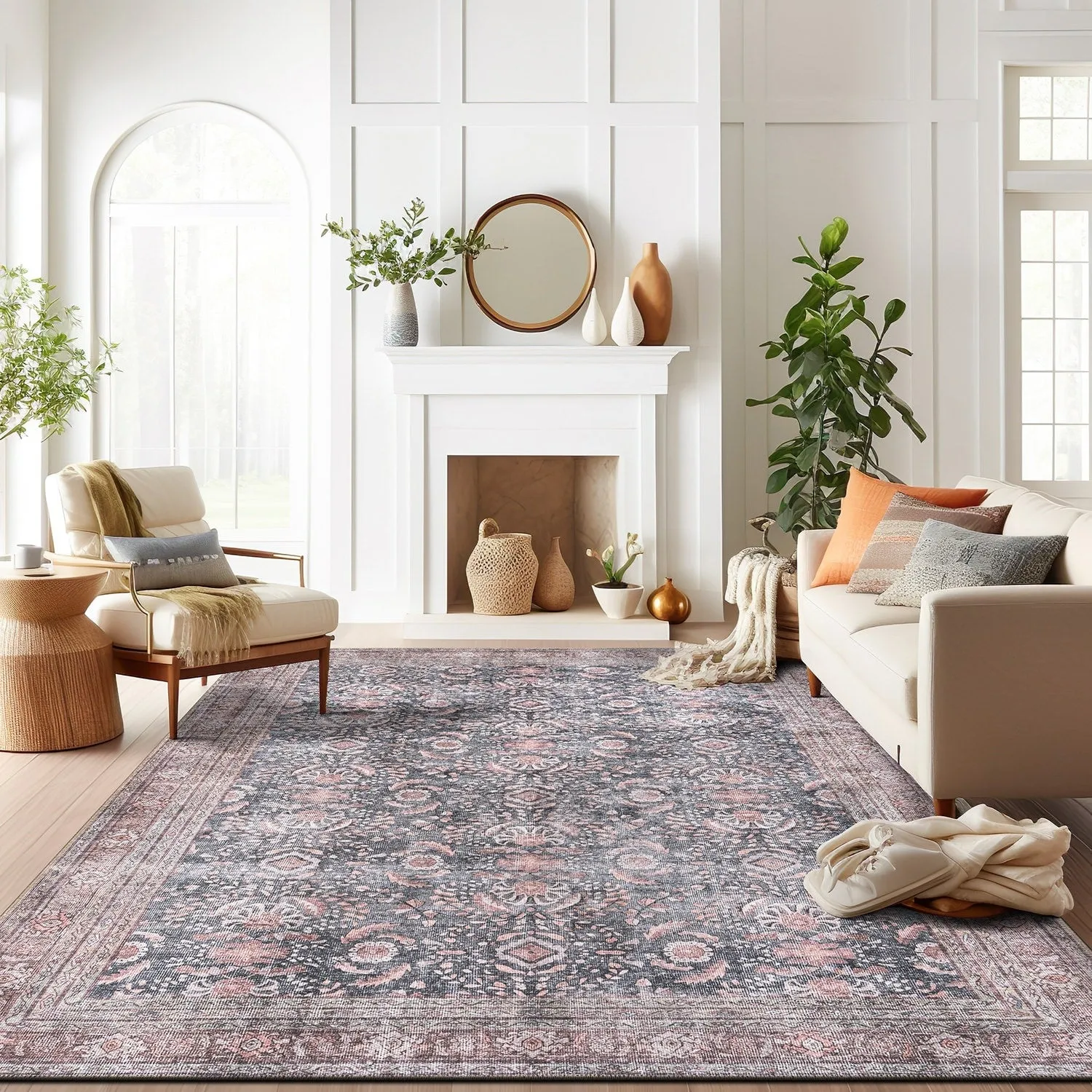 World Rug Gallery Vintage Inspired Machine Washable Non Slip Area Rug