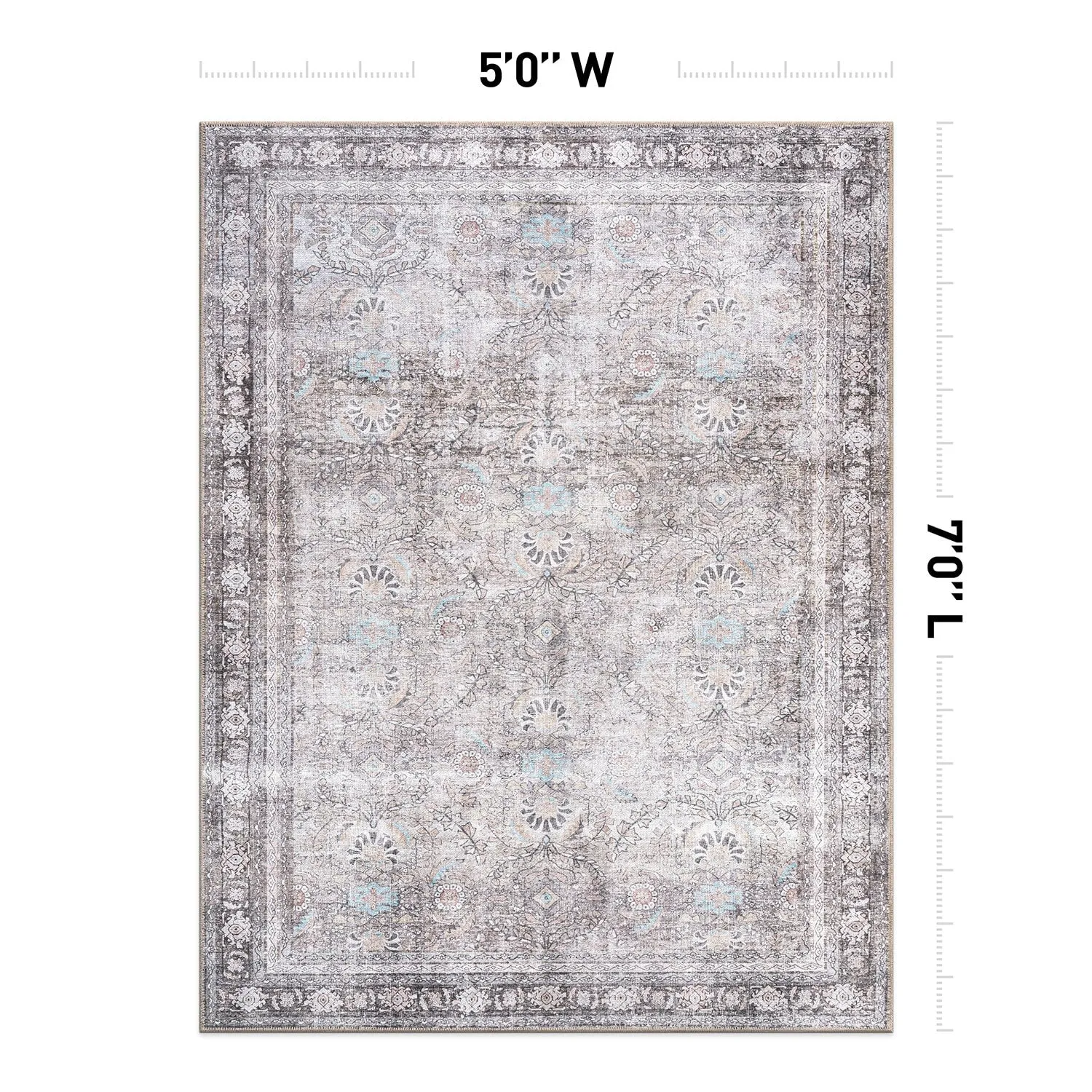 World Rug Gallery Vintage Inspired Machine Washable Non Slip Area Rug