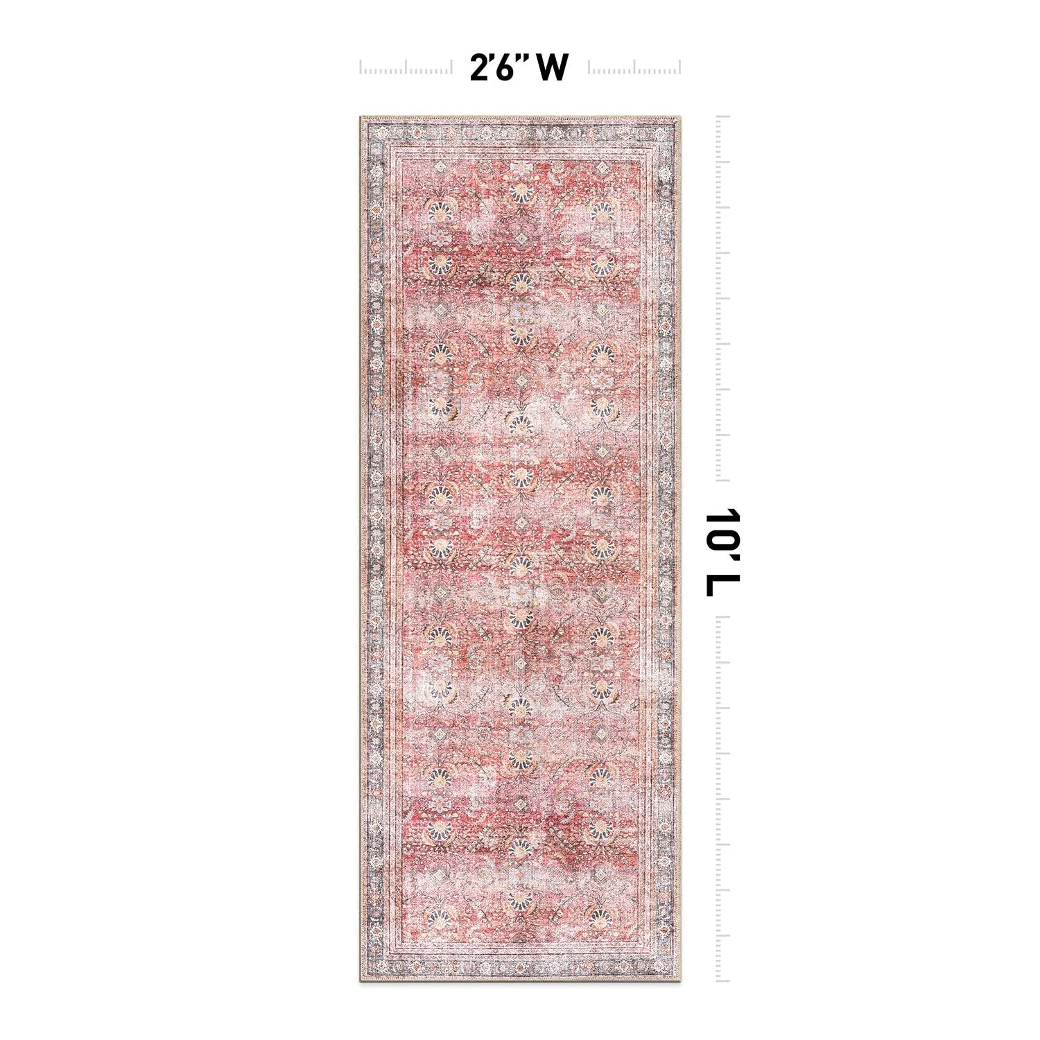 World Rug Gallery Vintage Inspired Machine Washable Non Slip Area Rug