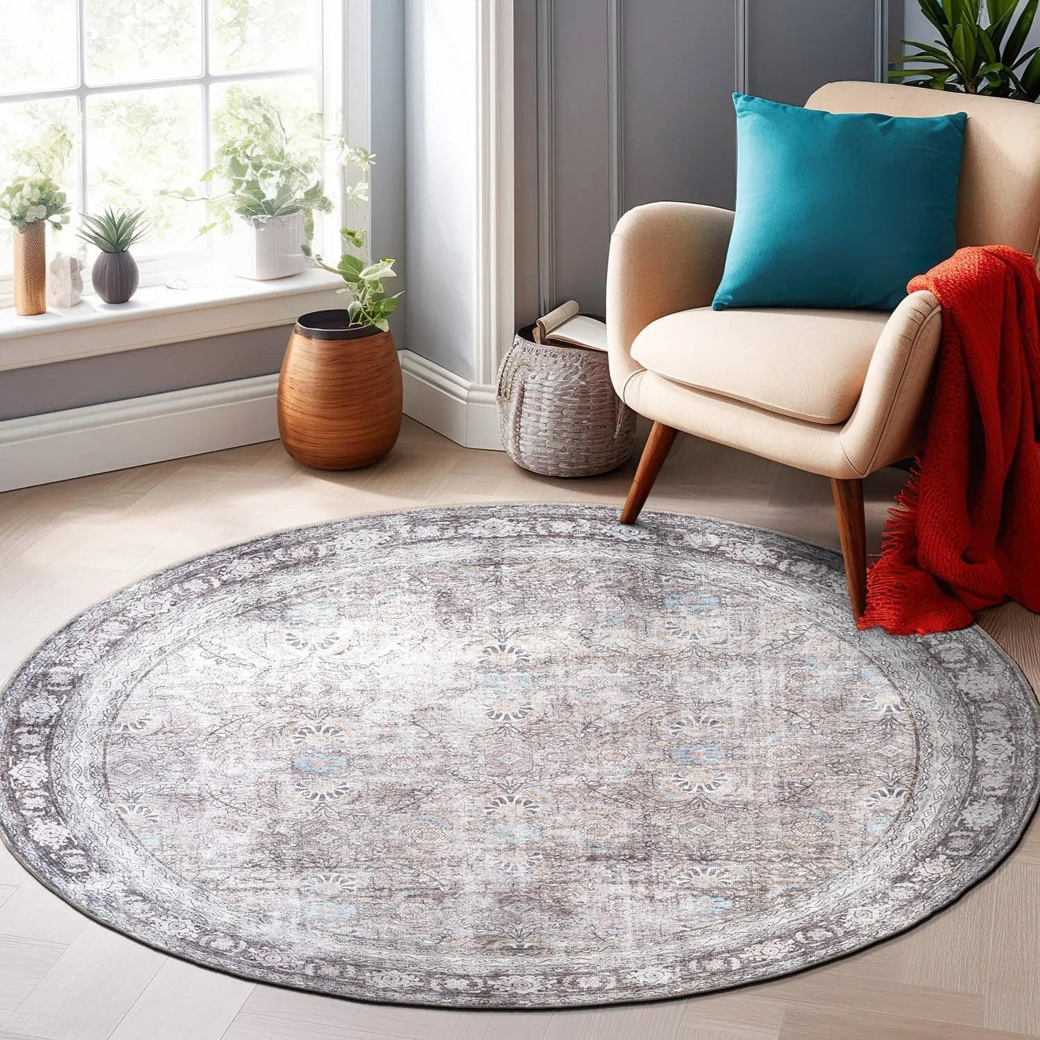 World Rug Gallery Vintage Inspired Machine Washable Non Slip Area Rug