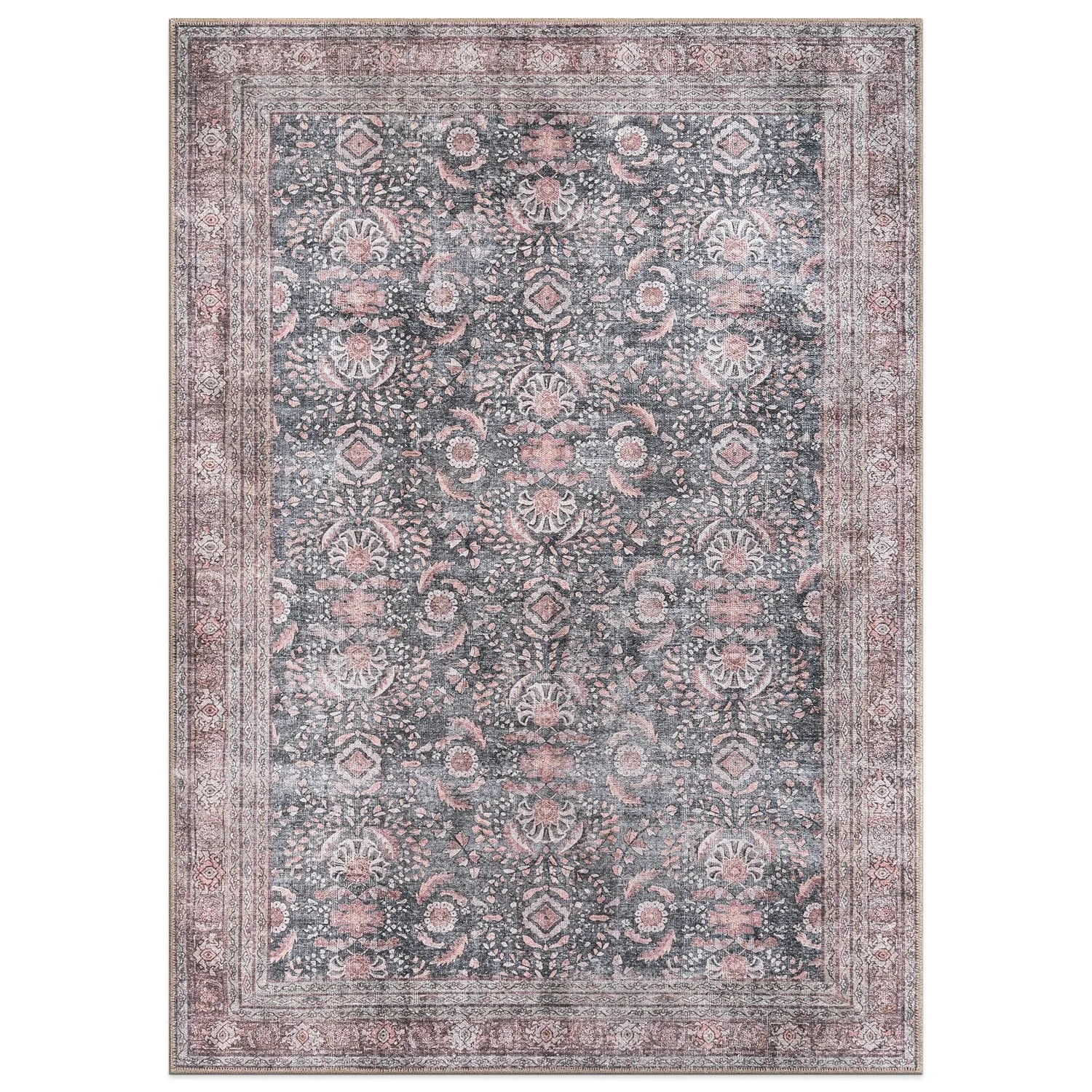 World Rug Gallery Vintage Inspired Machine Washable Non Slip Area Rug