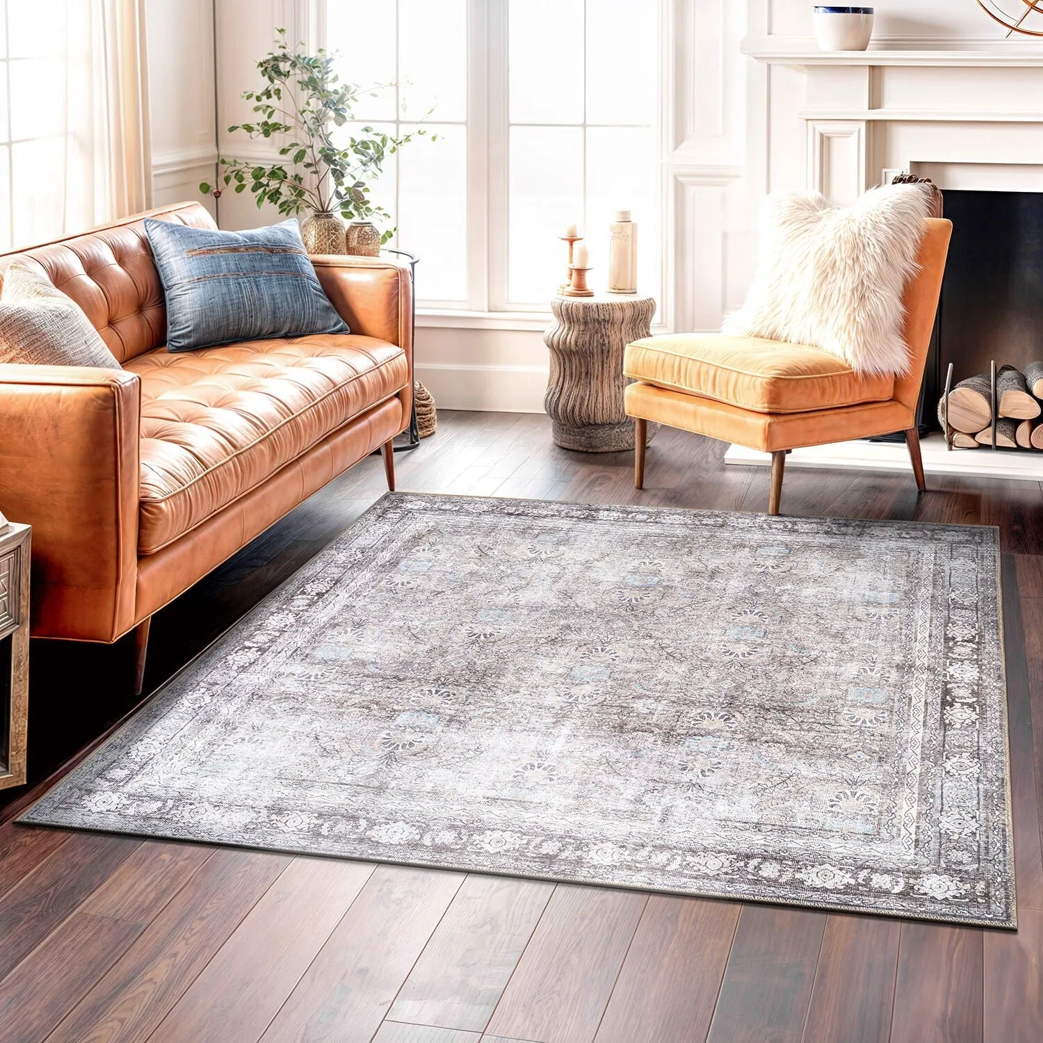 World Rug Gallery Vintage Inspired Machine Washable Non Slip Area Rug