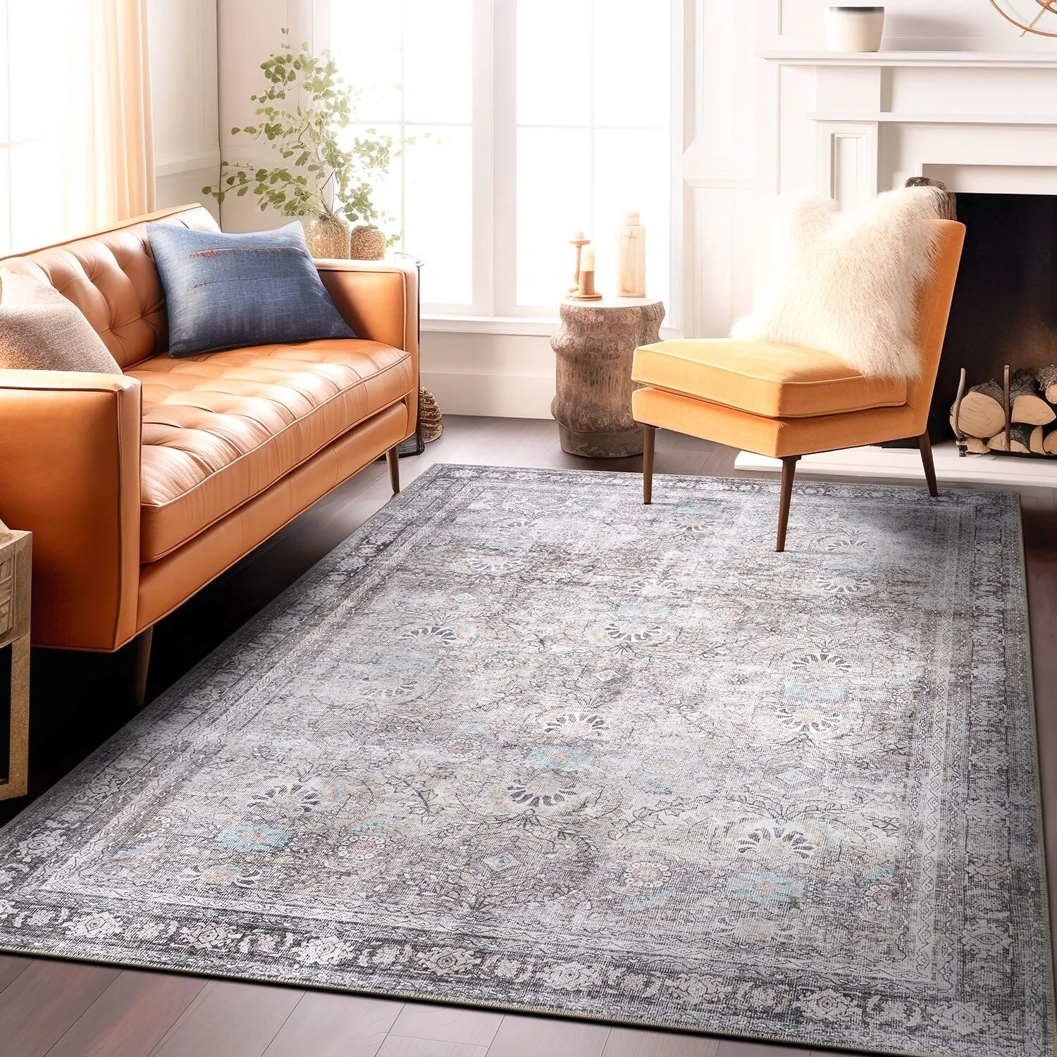 World Rug Gallery Vintage Inspired Machine Washable Non Slip Area Rug