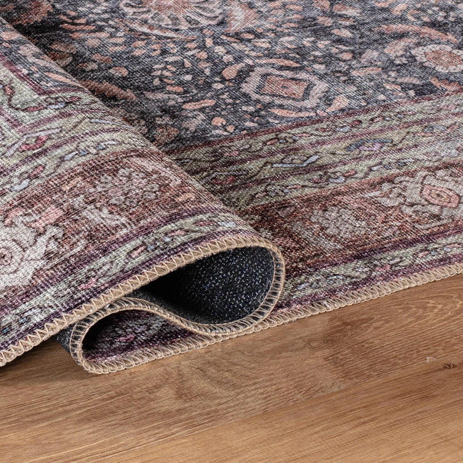 World Rug Gallery Vintage Inspired Machine Washable Non Slip Area Rug