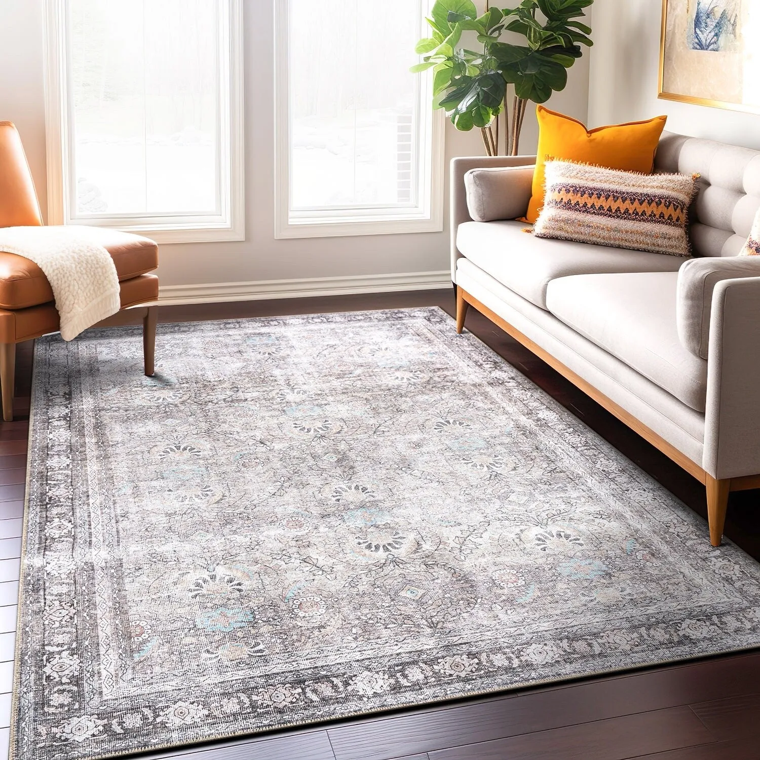 World Rug Gallery Vintage Inspired Machine Washable Non Slip Area Rug