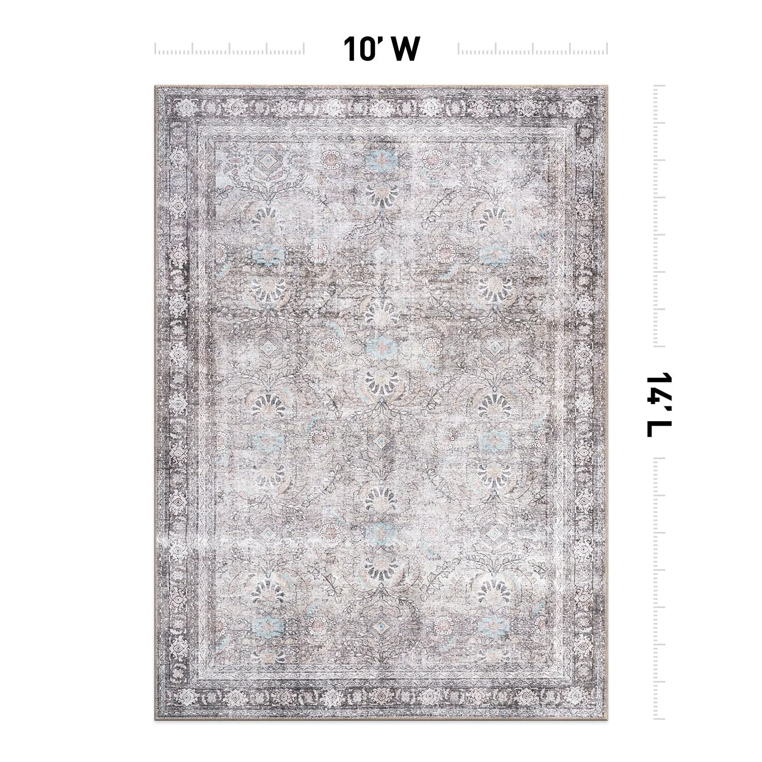 World Rug Gallery Vintage Inspired Machine Washable Non Slip Area Rug