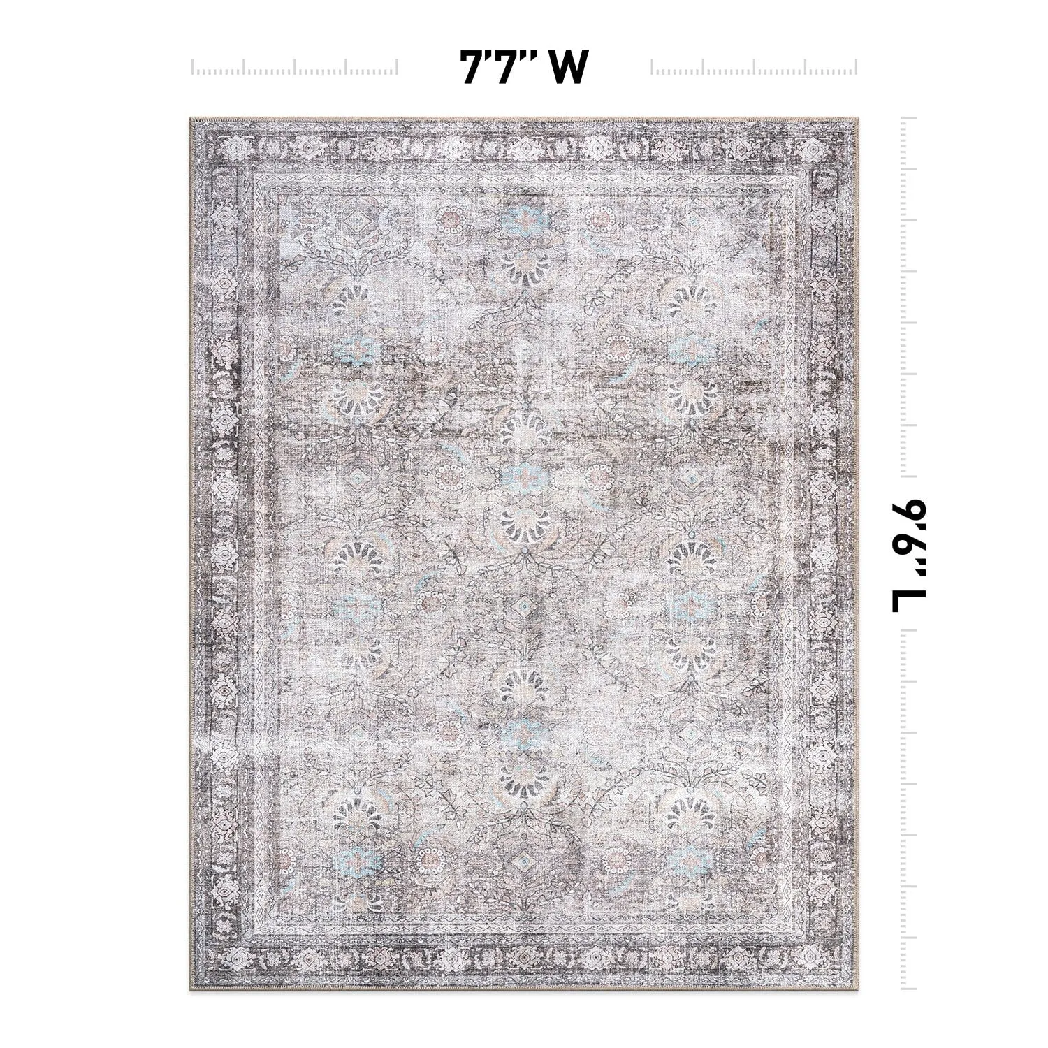 World Rug Gallery Vintage Inspired Machine Washable Non Slip Area Rug