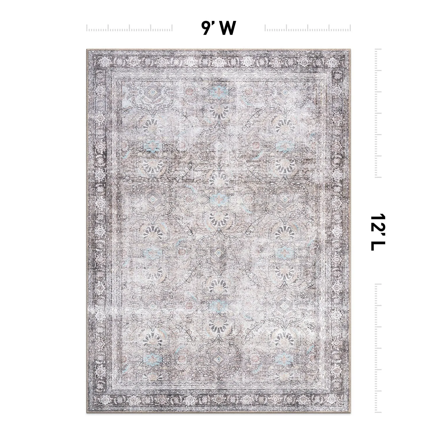 World Rug Gallery Vintage Inspired Machine Washable Non Slip Area Rug