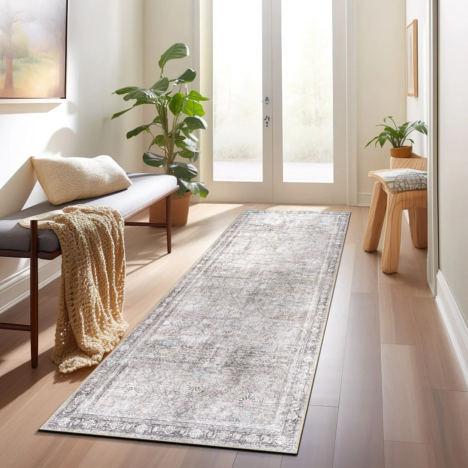 World Rug Gallery Vintage Inspired Machine Washable Non Slip Area Rug