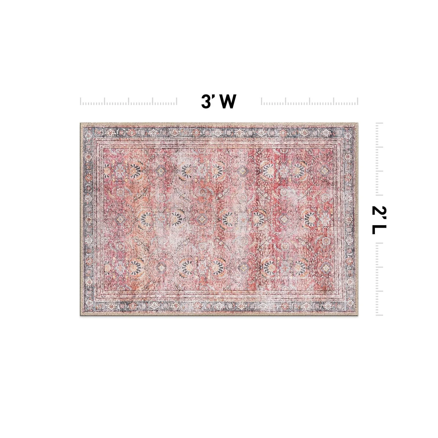 World Rug Gallery Vintage Inspired Machine Washable Non Slip Area Rug