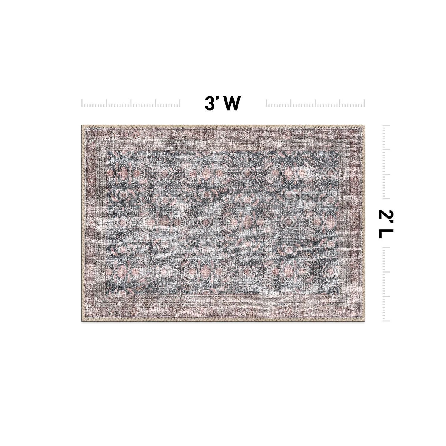 World Rug Gallery Vintage Inspired Machine Washable Non Slip Area Rug