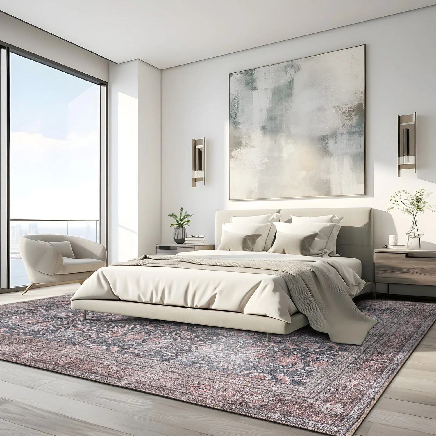 World Rug Gallery Vintage Inspired Machine Washable Non Slip Area Rug