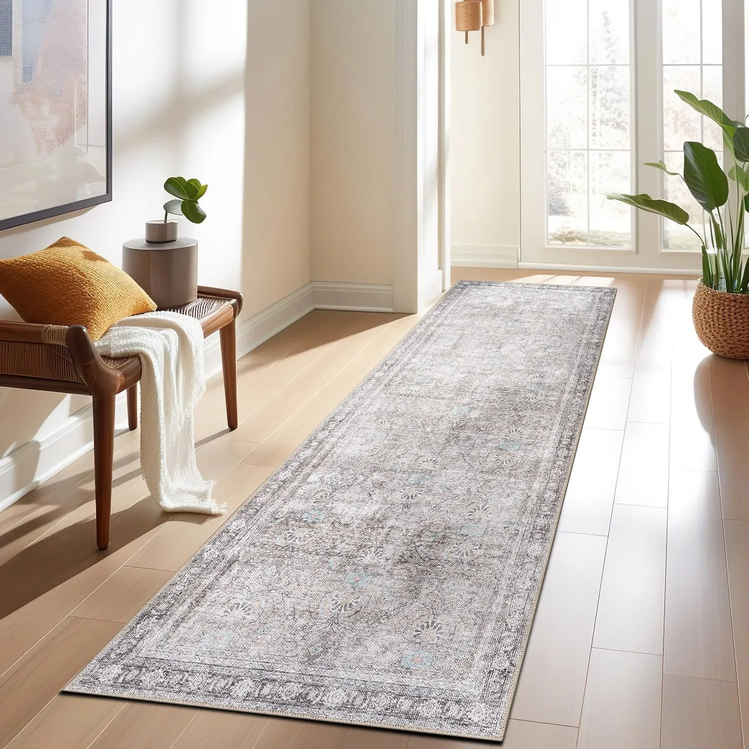World Rug Gallery Vintage Inspired Machine Washable Non Slip Area Rug