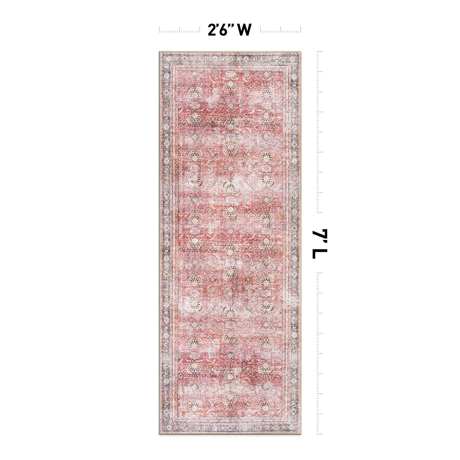 World Rug Gallery Vintage Inspired Machine Washable Non Slip Area Rug
