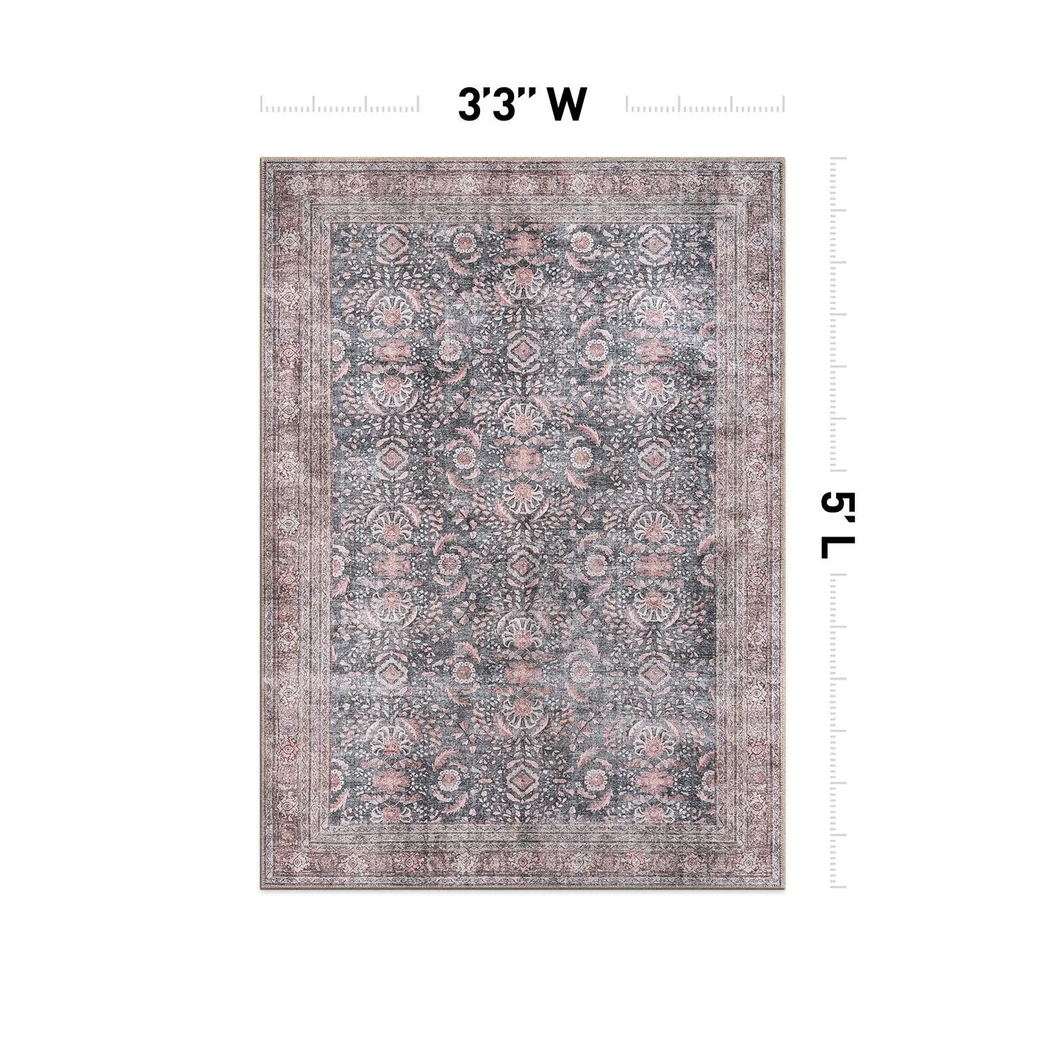 World Rug Gallery Vintage Inspired Machine Washable Non Slip Area Rug