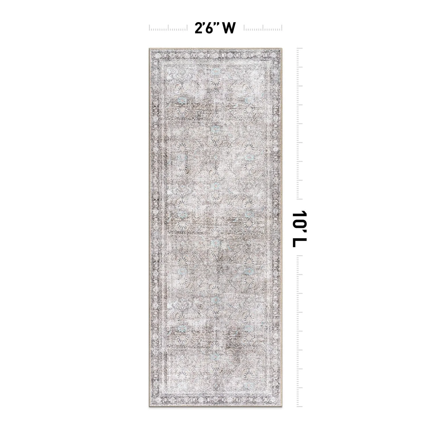 World Rug Gallery Vintage Inspired Machine Washable Non Slip Area Rug