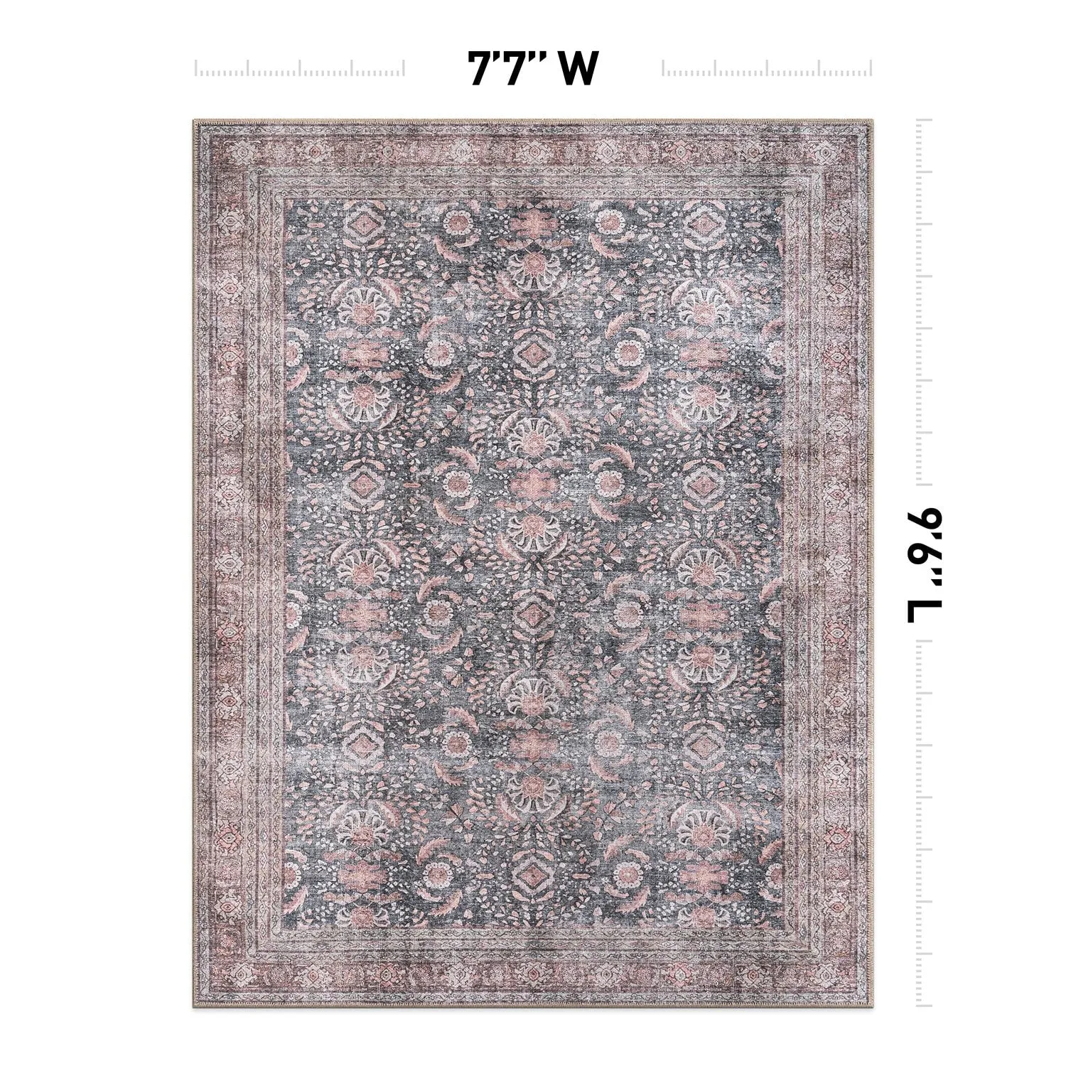 World Rug Gallery Vintage Inspired Machine Washable Non Slip Area Rug