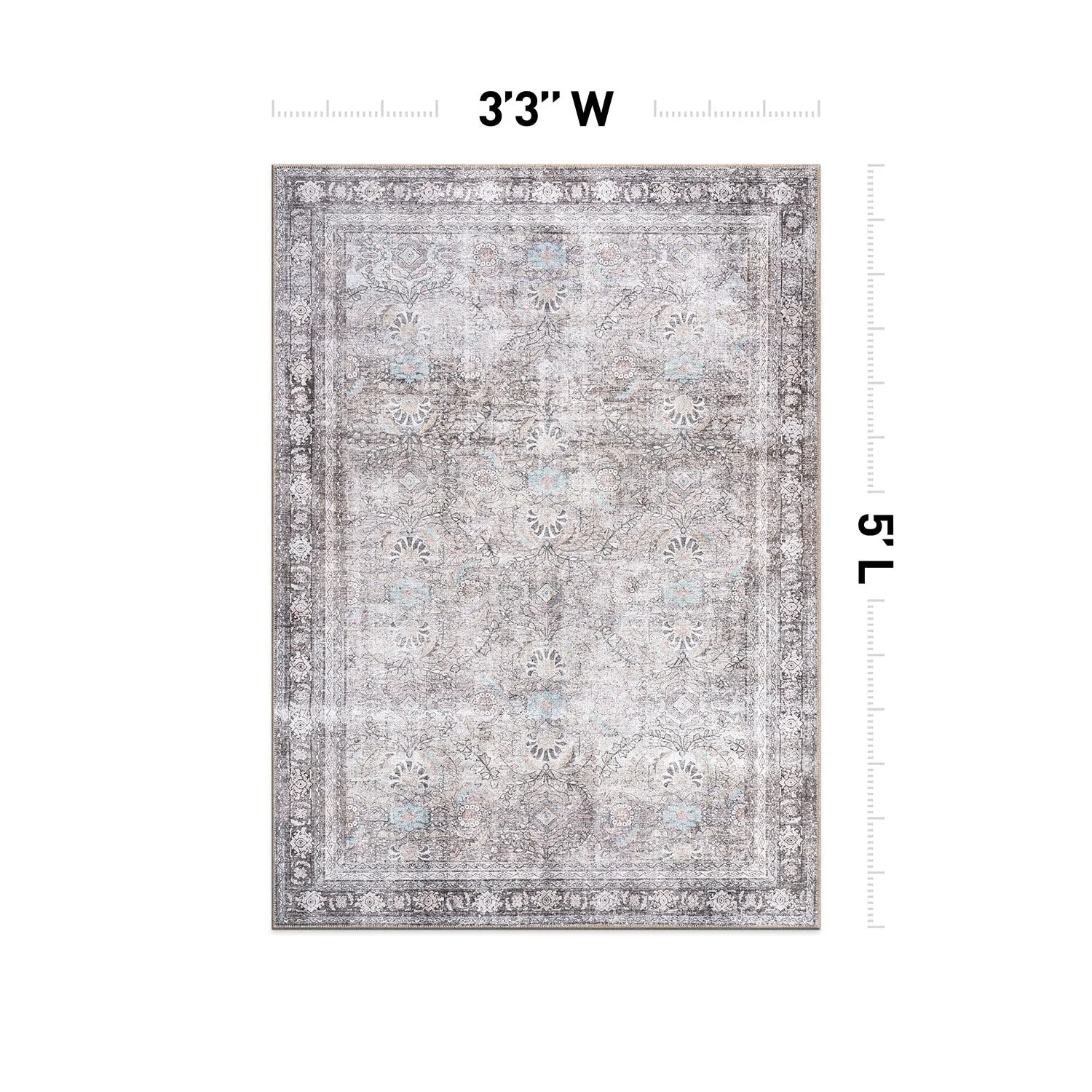 World Rug Gallery Vintage Inspired Machine Washable Non Slip Area Rug