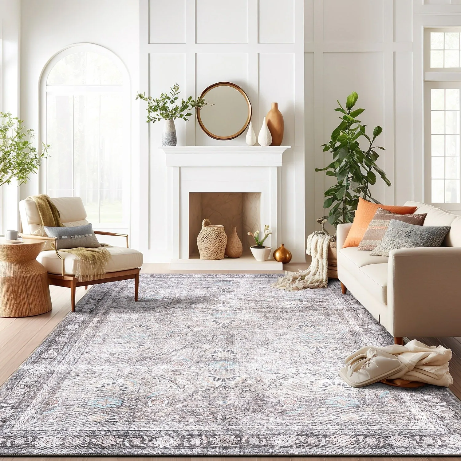 World Rug Gallery Vintage Inspired Machine Washable Non Slip Area Rug
