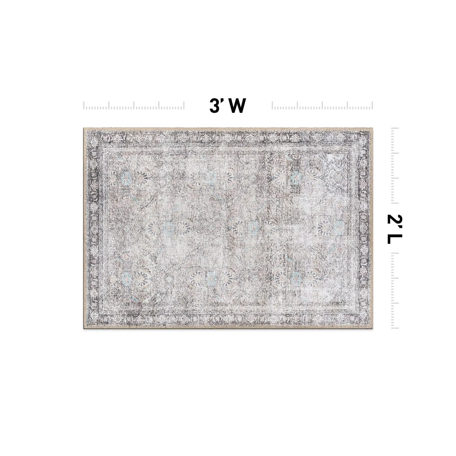 World Rug Gallery Vintage Inspired Machine Washable Non Slip Area Rug