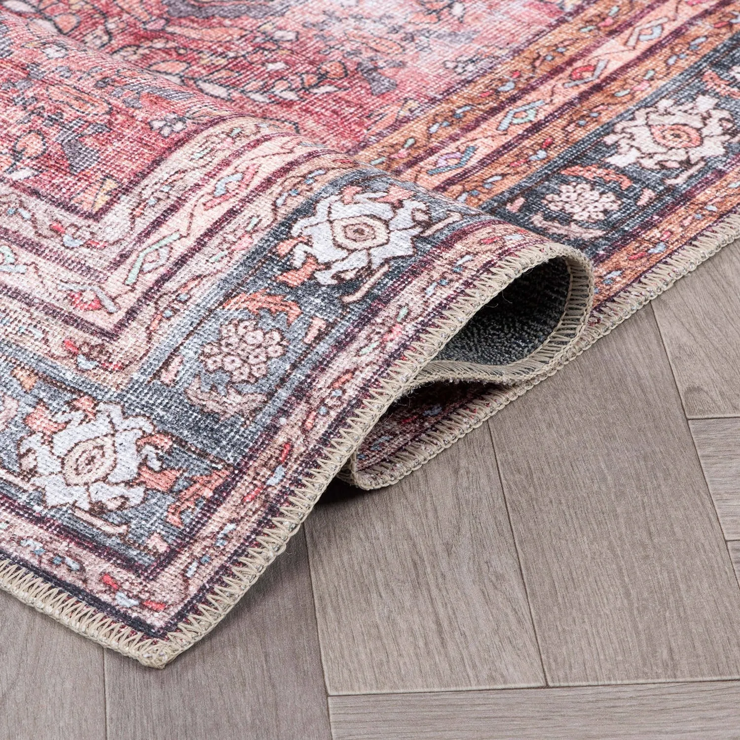 World Rug Gallery Vintage Inspired Machine Washable Non Slip Area Rug