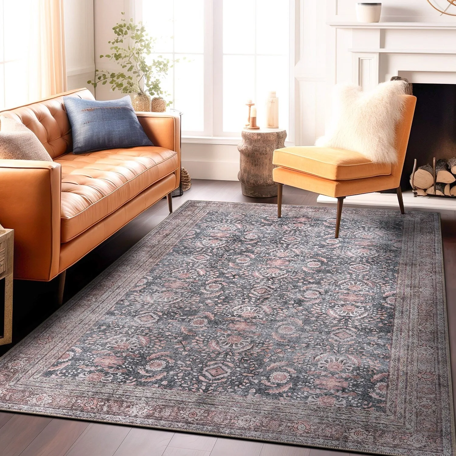 World Rug Gallery Vintage Inspired Machine Washable Non Slip Area Rug