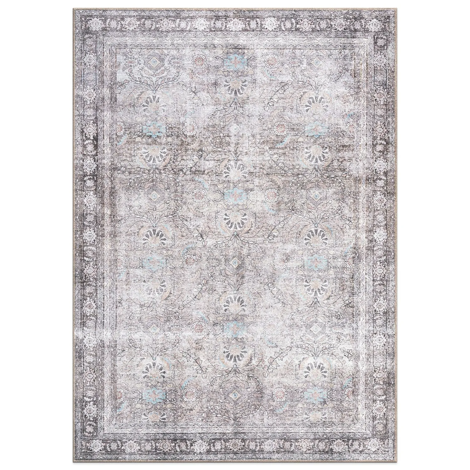 World Rug Gallery Vintage Inspired Machine Washable Non Slip Area Rug