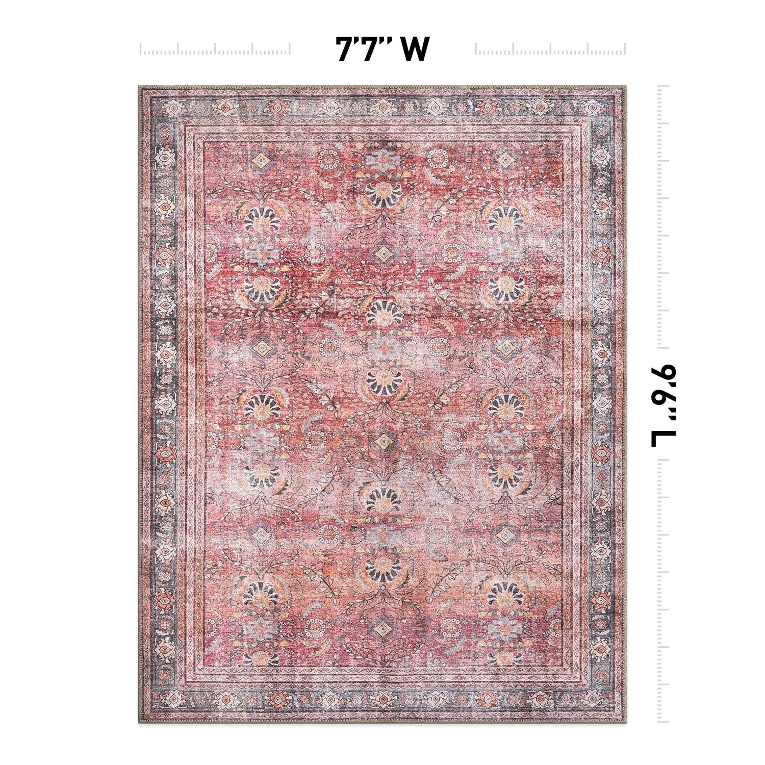 World Rug Gallery Vintage Inspired Machine Washable Non Slip Area Rug