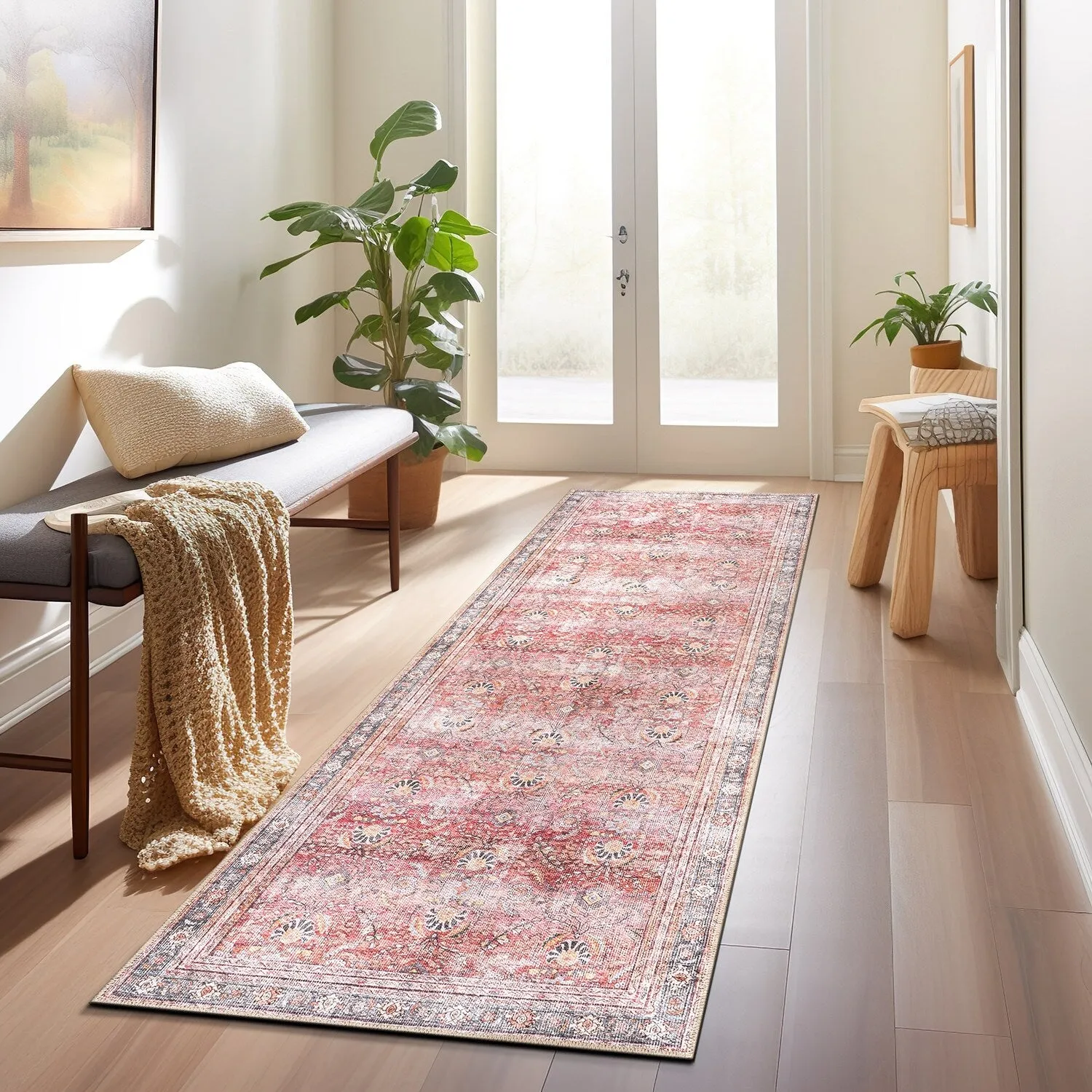 World Rug Gallery Vintage Inspired Machine Washable Non Slip Area Rug