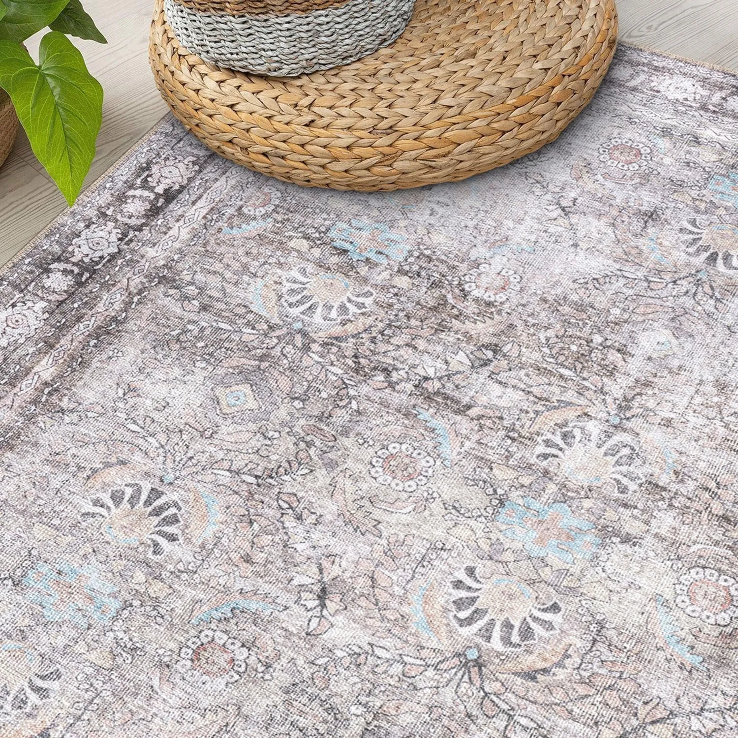 World Rug Gallery Vintage Inspired Machine Washable Non Slip Area Rug