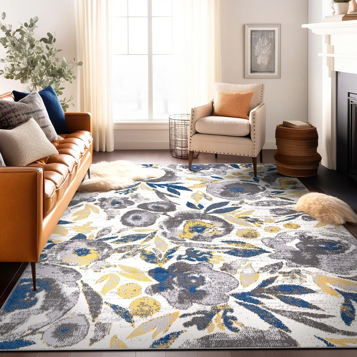 World Rug Gallery Vintage Modern Floral Area Rug