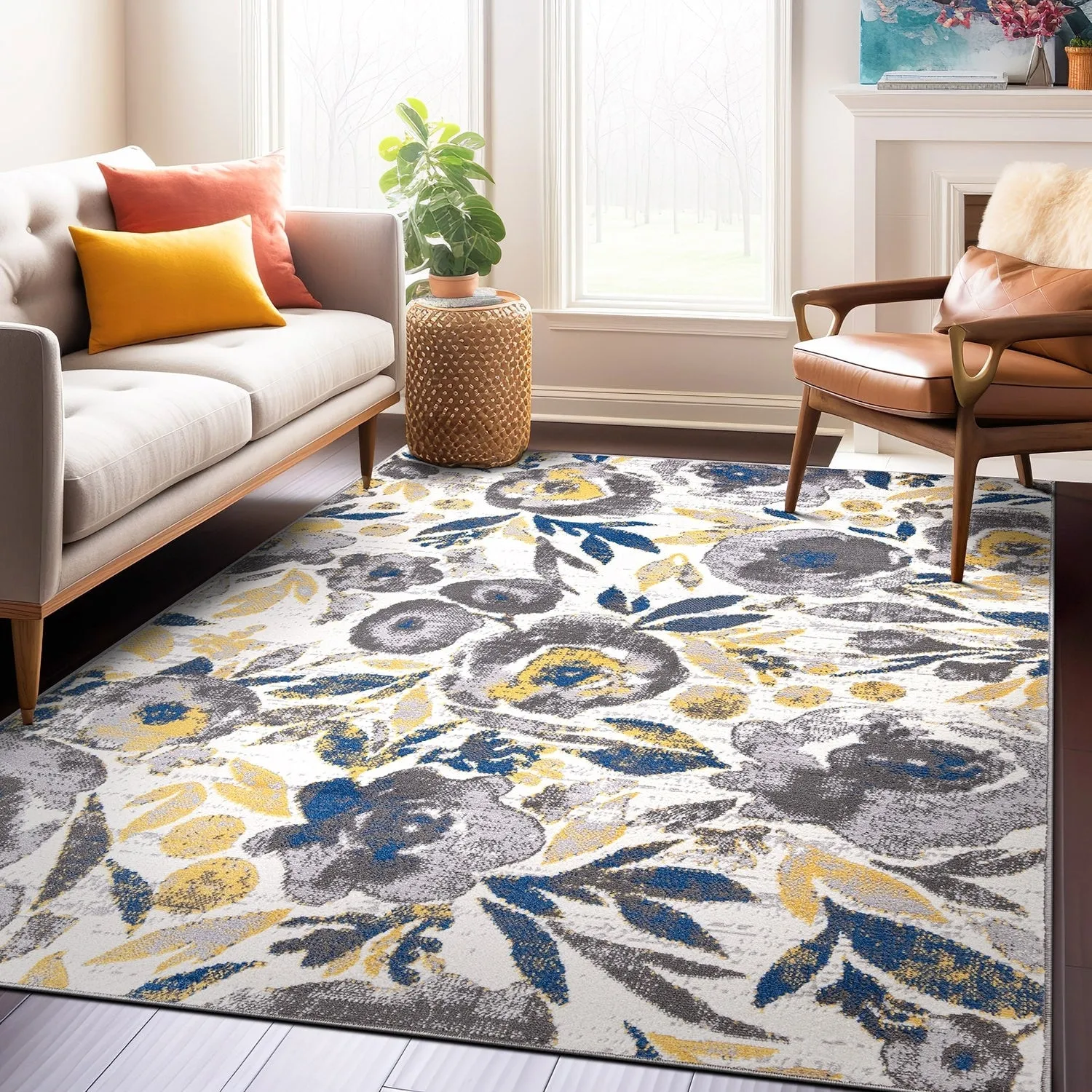 World Rug Gallery Vintage Modern Floral Area Rug