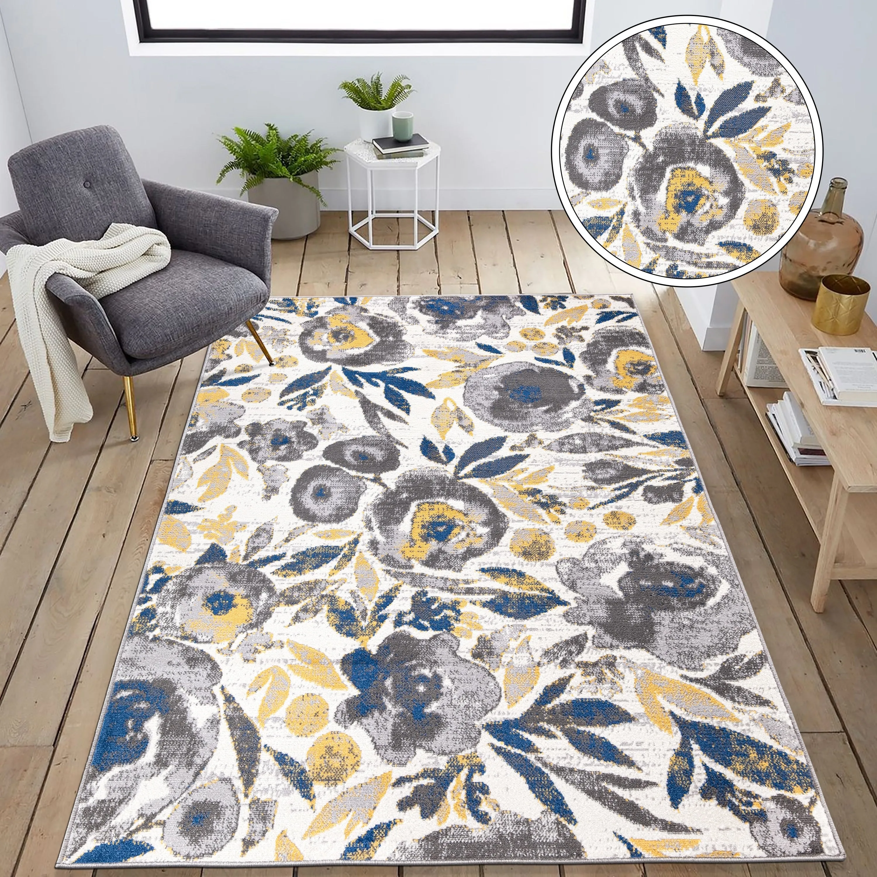 World Rug Gallery Vintage Modern Floral Area Rug