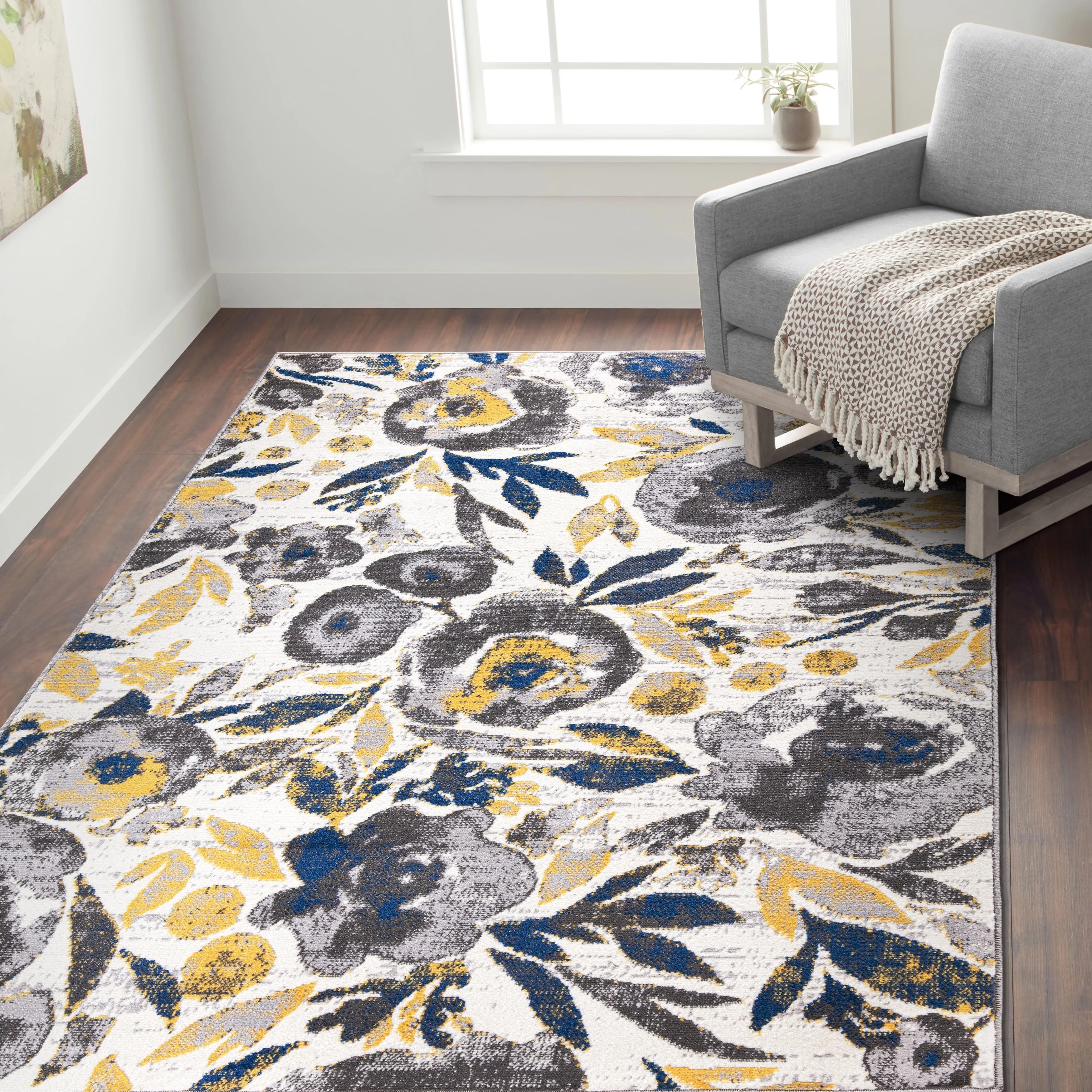 World Rug Gallery Vintage Modern Floral Area Rug