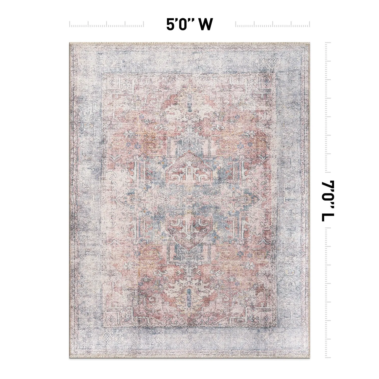 World Rug Gallery Vintage Transitional Boho Machine Washable Area Rug