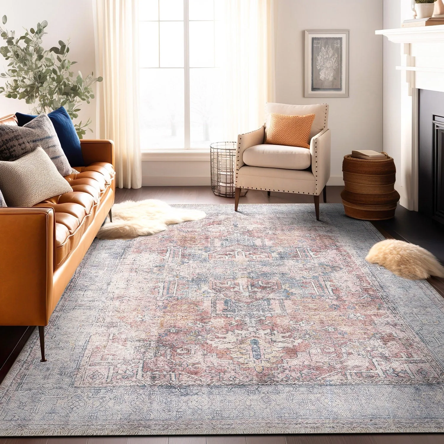 World Rug Gallery Vintage Transitional Boho Machine Washable Area Rug