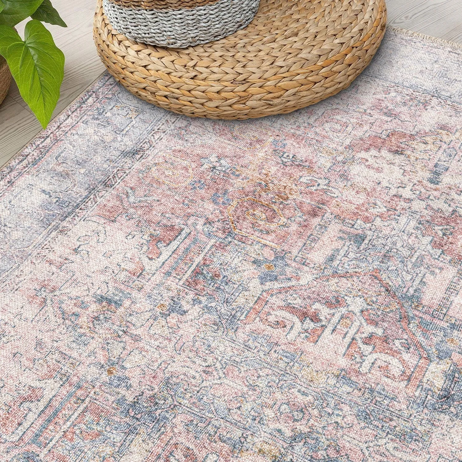 World Rug Gallery Vintage Transitional Boho Machine Washable Area Rug