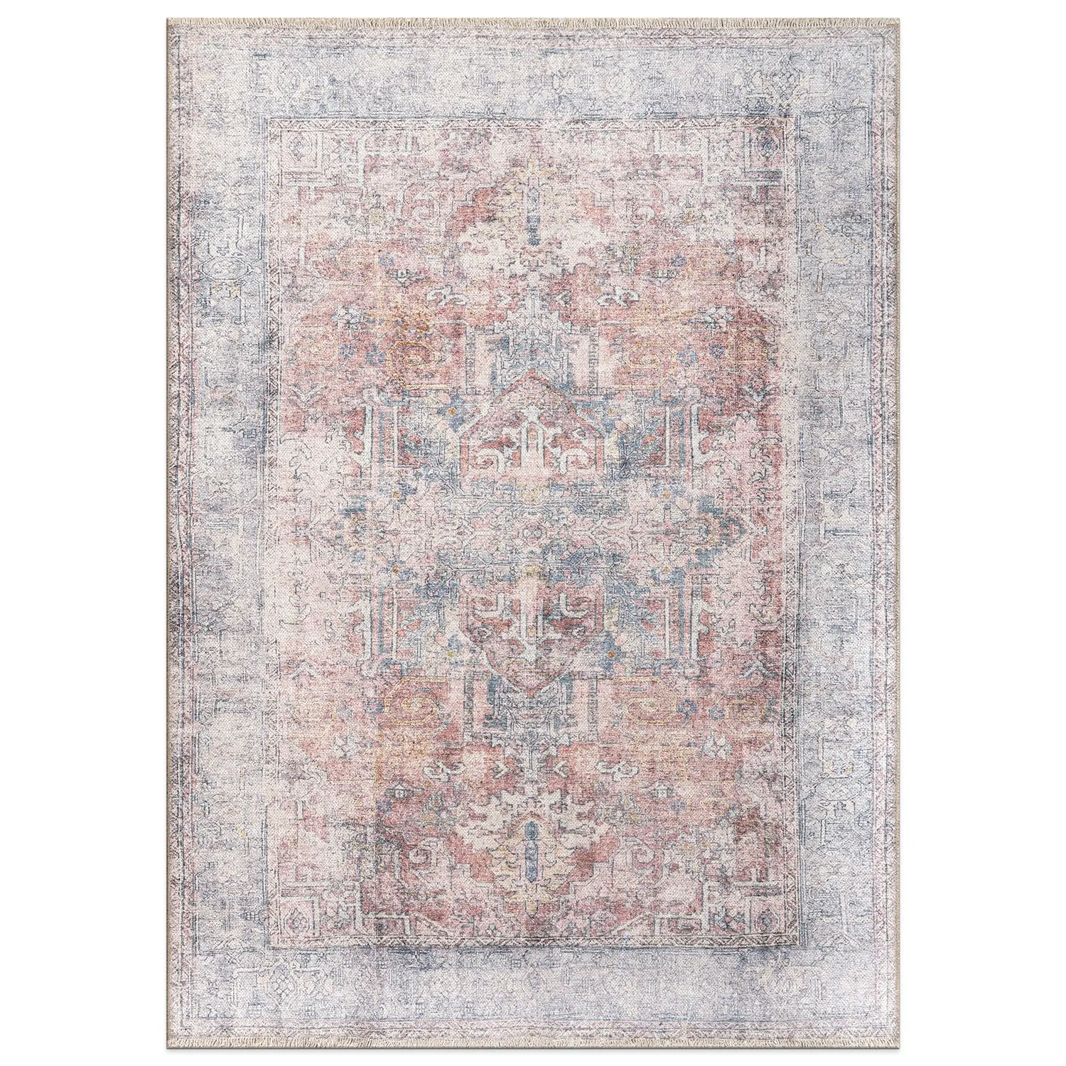 World Rug Gallery Vintage Transitional Boho Machine Washable Area Rug