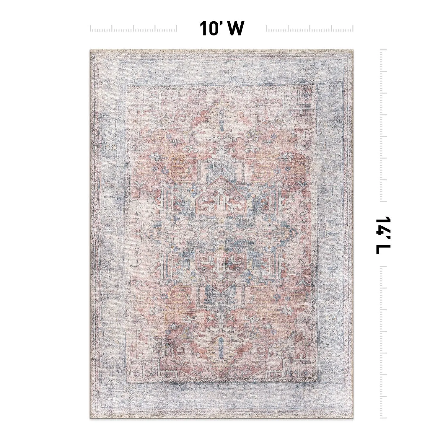 World Rug Gallery Vintage Transitional Boho Machine Washable Area Rug
