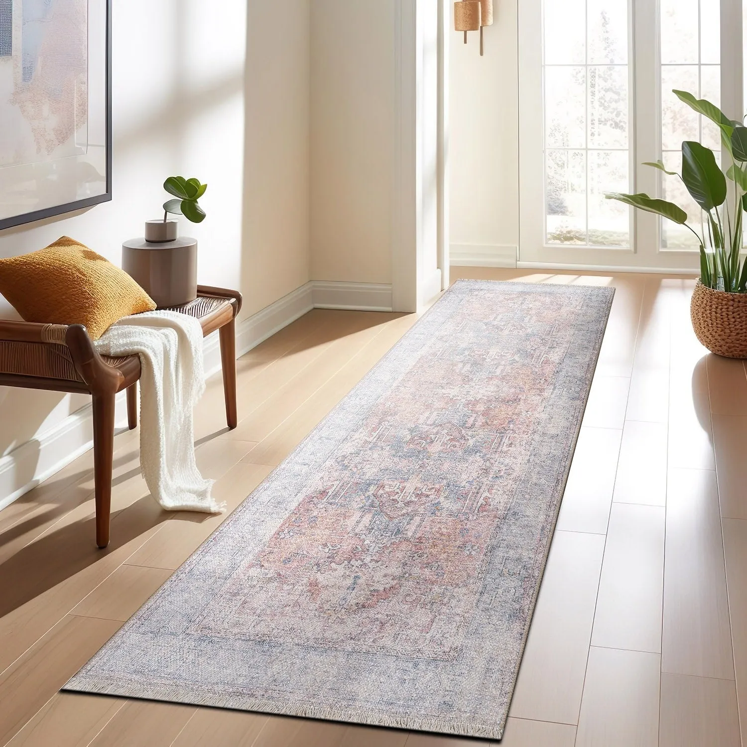 World Rug Gallery Vintage Transitional Boho Machine Washable Area Rug