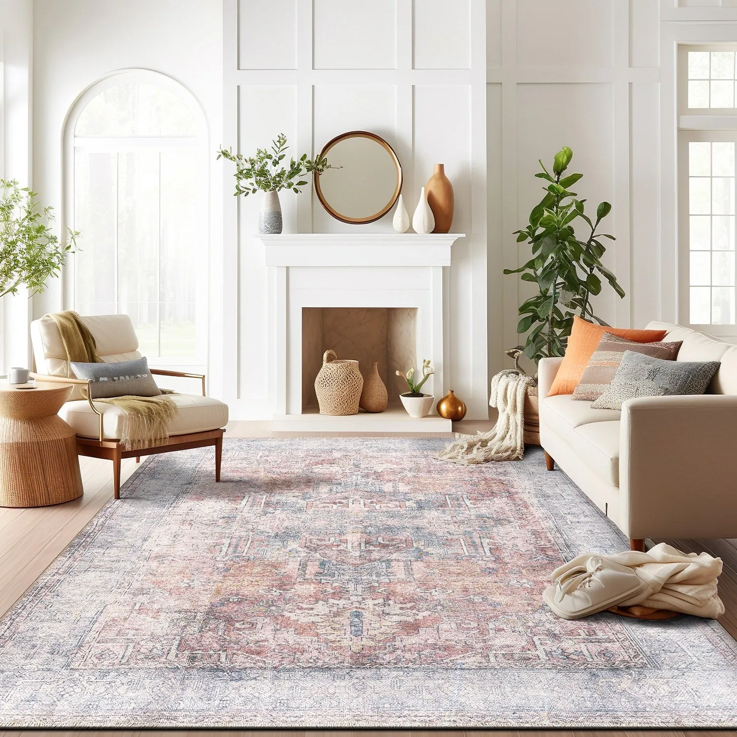 World Rug Gallery Vintage Transitional Boho Machine Washable Area Rug